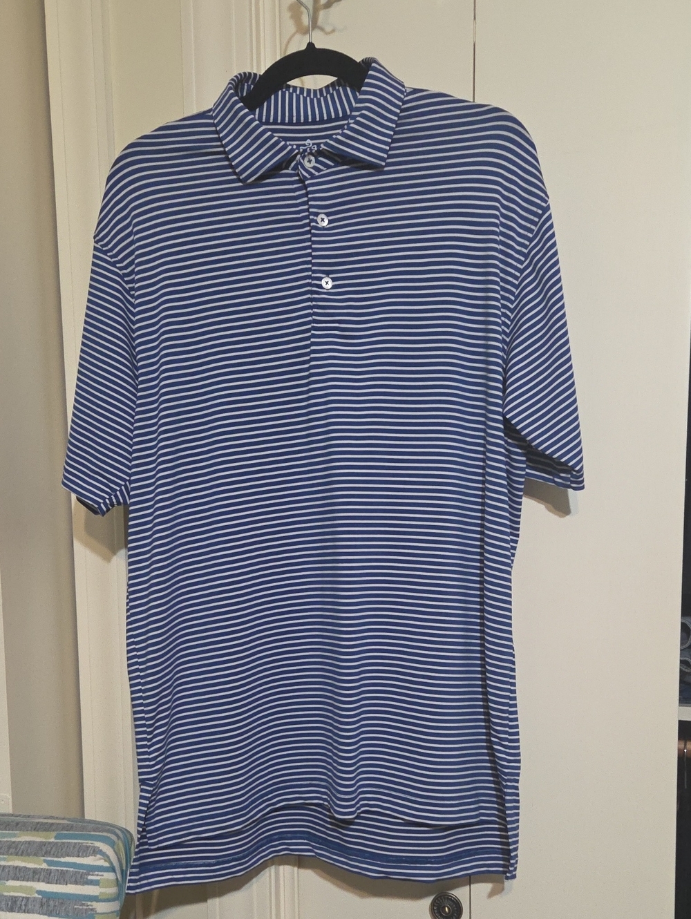 Turtleson Golf Men's Blue & White Striped Polo Shirt